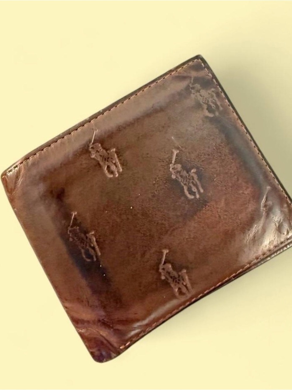 Polo by Ralph Lauren Brown Embossed Leather Wallet